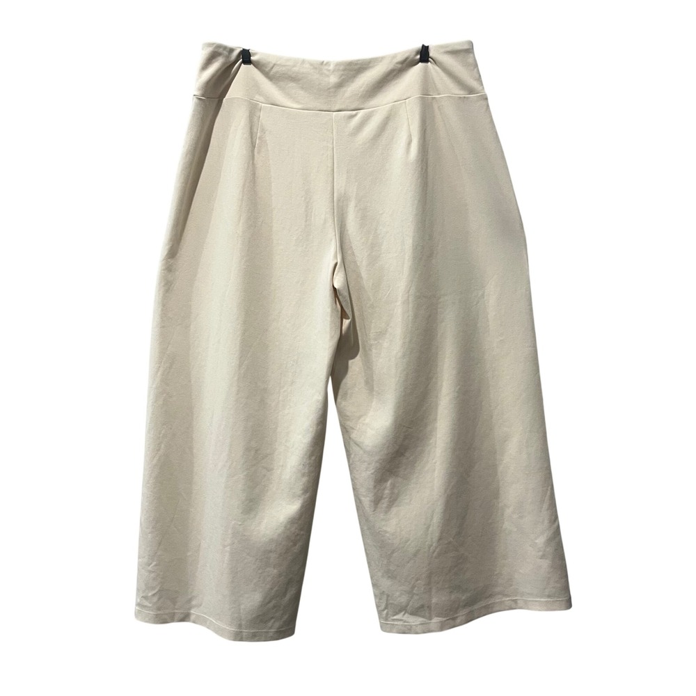 Eileen Fisher Wide Leg‎ Pants Womens Large Cream Organic Cotton Blend Cropped